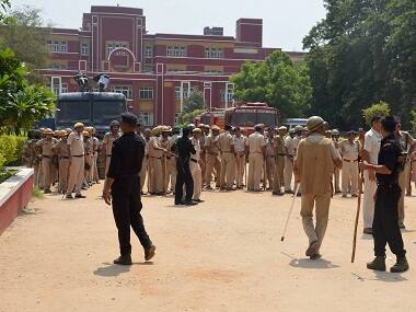 Tight security arrangements outside Ryan International School, Gurugram. PTI