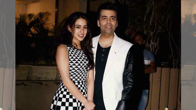 Sara Ali Khan with Karan Johar. File Photo