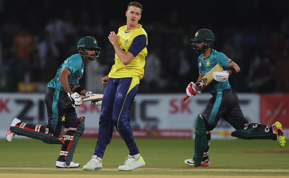 Once again, it was the pair of Babar Azam and Ahmed Shahzad who provided a solid platform for Pakistan as they stitched a 59-run stand. AFP Once again, it was the pair of Babar Azam and Ahmed Shahzad who provided a solid platform for Pakistan as they stitched a 59-run stand. AFP