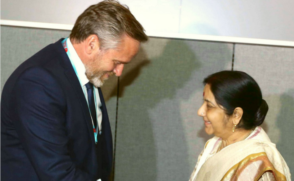 The final meeting on Monday on the sidelines of the United Nations General Assembly meet was with the foreign minister of Denmark, Anders Samuelsen. Twitter@MEAIndia The final meeting on Monday on the sidelines of the United Nations General Assembly meet was with the foreign minister of Denmark, Anders Samuelsen. Twitter@MEAIndia