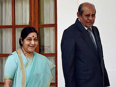 Sushma Swaraj meets Sri Lankan counterpart, hold bilateral talks aimed at boosting ties Sushma Swaraj meets Sri Lankan counterpart, hold bilateral talks aimed at boosting ties