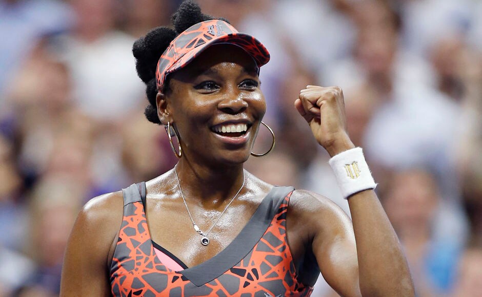 Venus Williams, of the United States, celebrates after defeating Petra Kvitova, of the Czech Republic, 6-3, 3-6, 7-6 (2) in the quarter-final at the US Open. With this win, Williams breaks into the Top 5 for the first time since 2011 and reaches the semi-final for the first time since 2010. AP Venus Williams, of the United States, celebrates after defeating Petra Kvitova, of the Czech Republic, 6-3, 3-6, 7-6 (2) in the quarter-final at the US Open. With this win, Williams breaks into the Top 5 for the first time since 2011 and reaches the semi-final for the first time since 2010. AP
