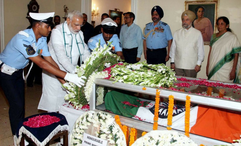 Marshal of the Indian Air Force Arjan Singh was on Monday cremated with full state honours at Delhi's Brar Square. PTI Marshal of the Indian Air Force Arjan Singh was on Monday cremated with full state honours at Delhi's Brar Square. PTI
