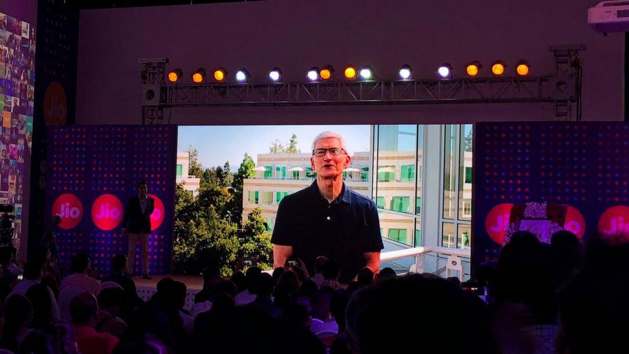 Tim Cook addresses audiences at Reliance Jio's iPhone 8 launch