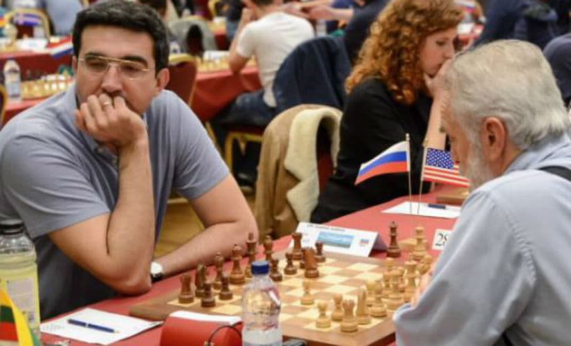 65-year-old James Tarjan was elated to see the pairings and find out that he was paired against Vladimir Kramnik. John Saunders