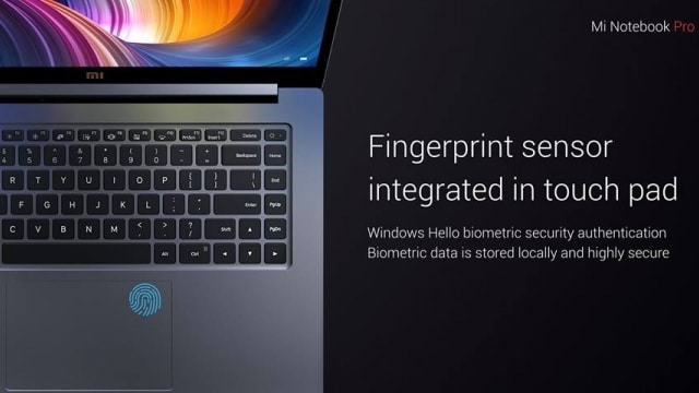 The Mi Notebook Pro adds a fingerprint scanner for Windows Hello authentication
