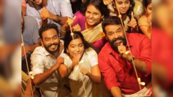 Watch: Mohanlal shakes a leg in popular Jimmiki Kammal song from Velipadinte Pusthakam
