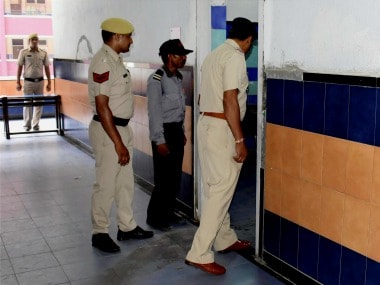 File image of Gurugram Police investigating the murder of Class II student of Ryan International School in Sohna. PTI