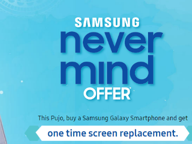 Samsungs never mind offer allows users a one-time broken screen replacement after paying Rs 990