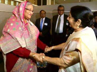 Sushma Swaraj meets Sheikh Hasina on sidelines of UNGA; Rohingya issue not discussed