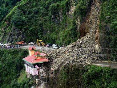 The landslide led to roads being blocked. PTI