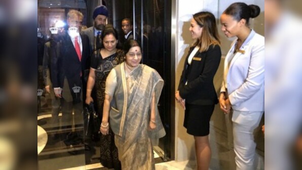 Sushma Swaraj reaffirms commitment to Palestine at NAM meet, seeks negotiation to solve Israel issue