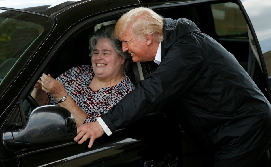 Donald And Melania Trump Meet Hurricane Harvey Victims In Houston