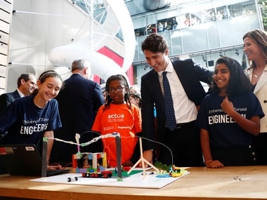 Canada's PM Trudeau before a press conference where Alphabet announced project
