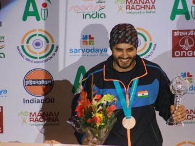 Amanpreet Singh clinched a bronze medal in his maiden appearance in an ISSF World Cup Final. Image courtesy: Twitter @NRAIofficial