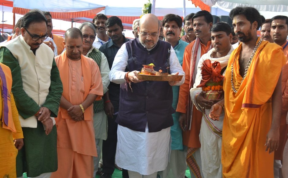 BJP leaders also inaugurated and laid foundation for 21 new development projects in Amethi in a bid to send out a signal to counter the accusations of BJP leaders also inaugurated and laid foundation for 21 new development projects in Amethi in a bid to send out a signal to counter the accusations of