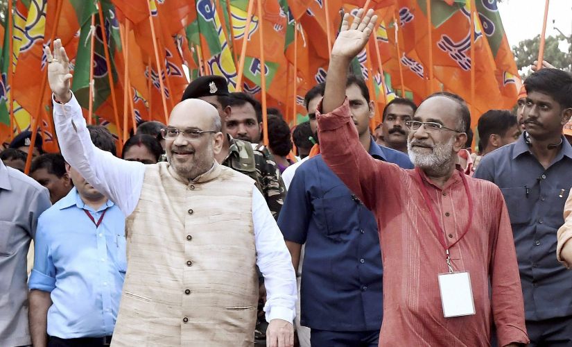BJP national president Amit Shah and tourism minister Alphonse Kannanthanam were recently at Payyannur in Kannur as part of Janaraksha Yatra. PTI