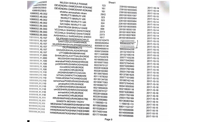 This list shows Aadhaar number 111111111111 being used to map multiple farmers. Firstpost