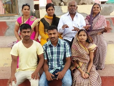 Chandu Babulal Chavan (first from left) with his family. Image courtesy: Bhushan Chavan