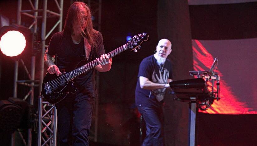 Bassist John Myung, keyboardist Jordan Rudess of Dream Theater at their Mumbai gig. Photo courtesy Puneet Lal