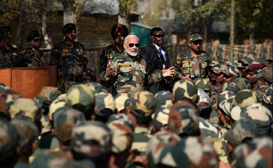 Prime Minister Narendra Modi on Thursday celebrated Diwali with troops posted along the Line of Control in Jammu and Kashmir's Gurez Sector and lauded the soldiers for their penance and sacrifice saying he considers them his family. Twitter @narendramodi Prime Minister Narendra Modi on Thursday celebrated Diwali with troops posted along the Line of Control in Jammu and Kashmir's Gurez Sector and lauded the soldiers for their penance and sacrifice saying he considers them his family. Twitter @narendramodi