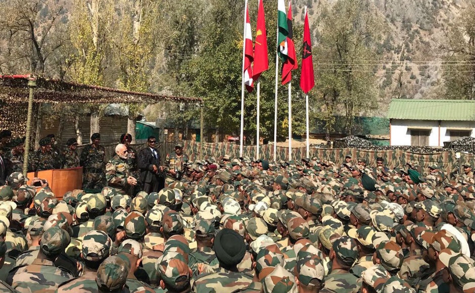 The prime minister said that he had been told that the jawans present at the gathering regularly practice yoga. He said that this would definitely enhance their abilities, and give them a sense of calm. Twitter @narendramodi The prime minister said that he had been told that the jawans present at the gathering regularly practice yoga. He said that this would definitely enhance their abilities, and give them a sense of calm. Twitter @narendramodi