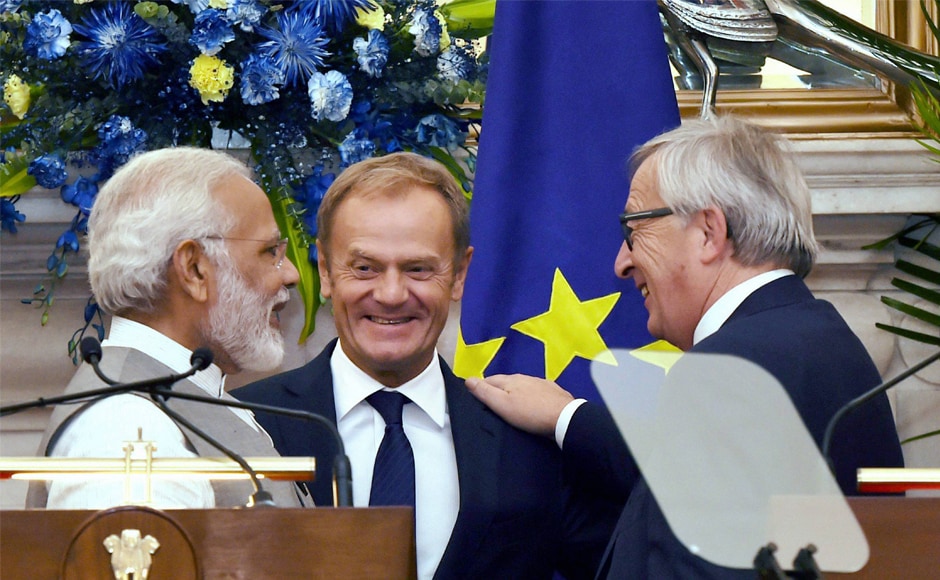 Despite the gaps in mutual expectation, the two sides appeared hopeful of ironing out their differences. Tusk, quoting Bengali poet and Nobel Laureate Rabindranath Tagore, said that it's important for the two sides to swim in the same direction, despite their differences. PTI Despite the gaps in mutual expectation, the two sides appeared hopeful of ironing out their differences. Tusk, quoting Bengali poet and Nobel Laureate Rabindranath Tagore, said that it's important for the two sides to swim in the same direction, despite their differences. PTI