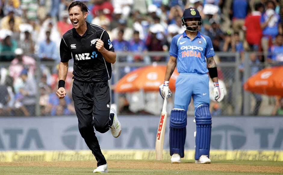 Left-arm quick Trent Boult bowled a magnificent spell to wreck India's top order. Boult finished with impressive figures of 4 wickets for 35 runs in his quota of 10 overs. AP Left-arm quick Trent Boult bowled a magnificent spell to wreck India's top order. Boult finished with impressive figures of 4 wickets for 35 runs in his quota of 10 overs. AP