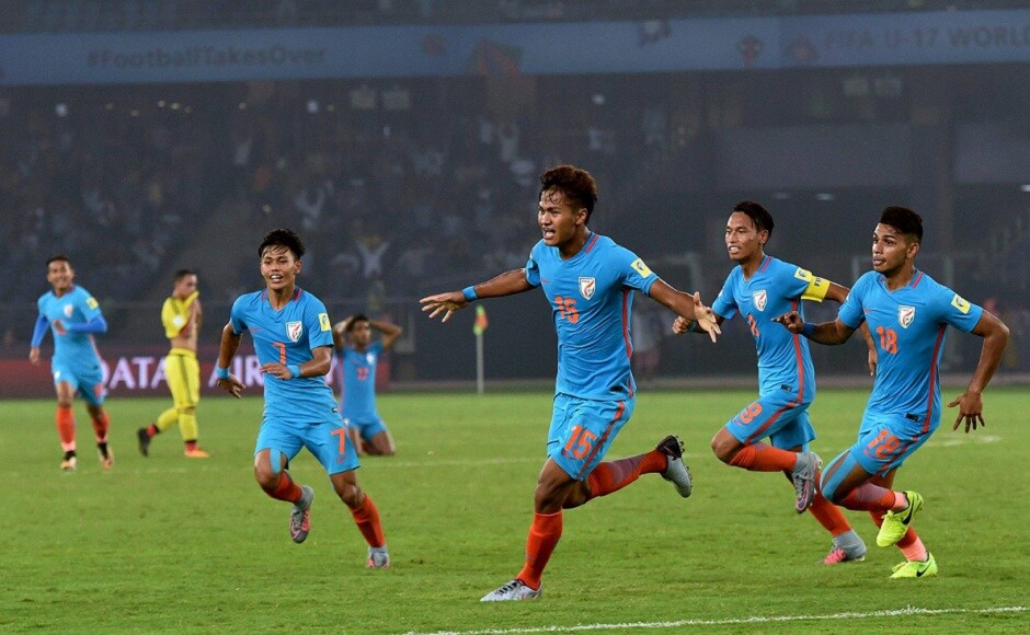 Jeakson, the tallest player in the Indian side, headed in a Sanjeev Stalin corner, sending the stadium into a state of delirium. AP Jeakson, the tallest player in the Indian side, headed in a Sanjeev Stalin corner, sending the stadium into a state of delirium. AP