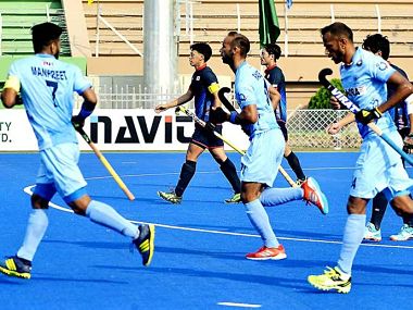 File image of Indian Hockey team during a match. Image courtesy: Twitter @TheHockeyIndia