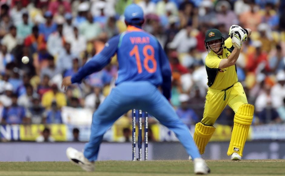 Australia's 100 came up in the 20th over as Warner put on 34 runs with Steve Smith (R). AP Australia's 100 came up in the 20th over as Warner put on 34 runs with Steve Smith (R). AP