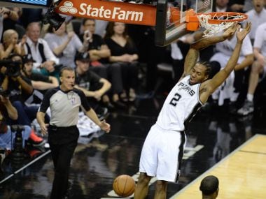 File photo of Kawhi Leonard of the San Antonio Spurs dunking the ball. AFP