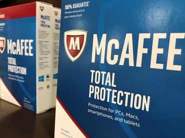 McAfee computer security software is shown for sale. Reuters.