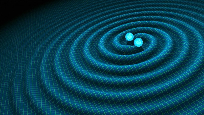 Artist's impression of gravitational waves generated by binary neutron stars. Image courtesy: NASA