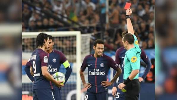 Ligue 1: Neymar sent off in fiery Le Classique as Paris Saint-Germain snatch last-gasp draw against Marseille