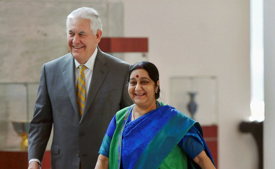 Tillerson called India and US natural allies while adding that both countries stand together shoulder to shoulder against terror. He also called India a crucial leader in Afghanistan region. PTI Tillerson called India and US natural allies while adding that both countries stand together shoulder to shoulder against terror. He also called India a crucial leader in Afghanistan region. PTI