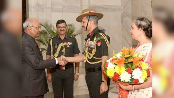 President Ram Nath Kovind greets Territorial Army officials on force's 68th Raising Day