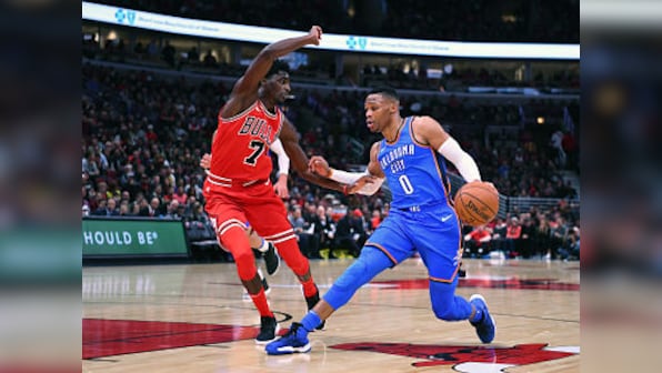NBA: Russell Westbrook's historic triple-double helps Thunder beat Bulls; Pelicans shock Cavaliers