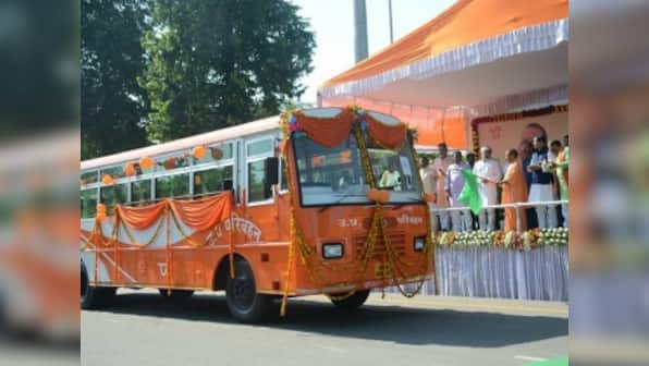 Painting UP saffron: Yogi Adityanath flags off saffron buses, continues imprinting BJP colour in state