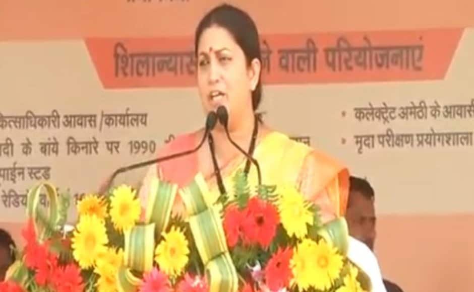Smriti Irani also took a jibe at Congress leader Rahul Gandhi. She claimed that visits by her and senior BJP leaders ensured that the people of the district were seeing more of the Congress vice- president. Twitter@BJP Smriti Irani also took a jibe at Congress leader Rahul Gandhi. She claimed that visits by her and senior BJP leaders ensured that the people of the district were seeing more of the Congress vice- president. Twitter@BJP