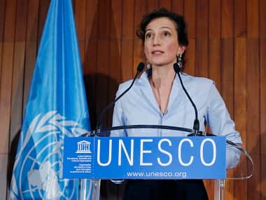 UNESCO’S new elected director-general France’s Audrey Azoulay speaks to the media at the UNESCO headquarters. AP