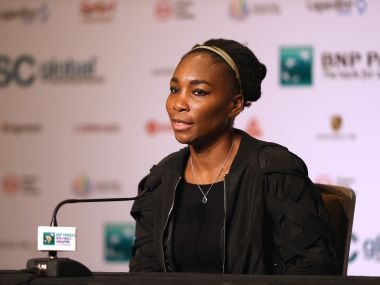 Venus Williams attends All Access Hour prior to the WTA Finals. Getty
