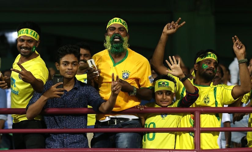 Fans in Kochi cheer for Brazil. Getty Images