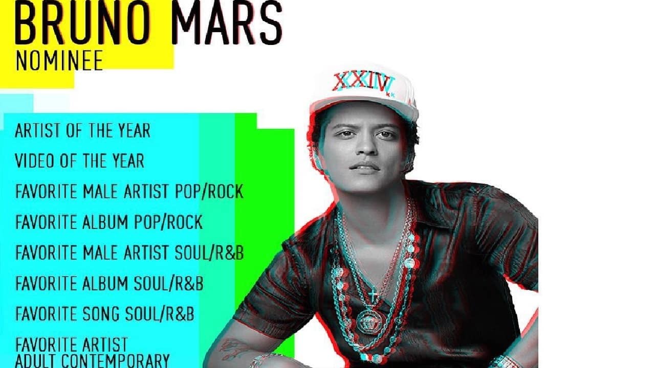 Amas 2017 Bruno Mars Dominates With Eight Nominations Drake Ed Sheeran Get Five Each Entertainment News Firstpost