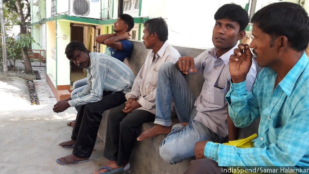 Men asked by the government to prove they are Indian gather outside the Kamrup foreigners tribunal in Guwahati, Assam. Most are poor, poorly educated or illiterate and Muslim: Rickshaw pullers, masons, labourers, mechanics and tenant farmers. IndiaSpend