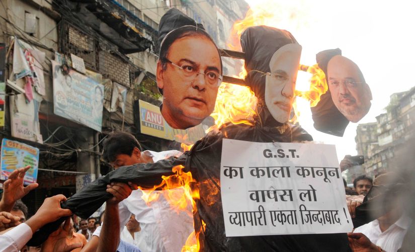 A file image of traders protesting against GST. Getty images