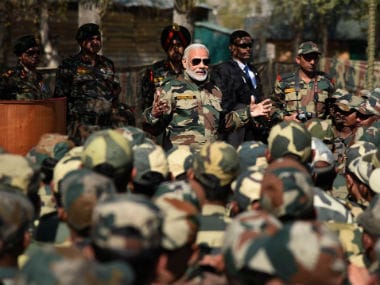 Narendra Modi celebrating Diwali with Indian Army in Gurez on Thursday. Twitter @narendramodi