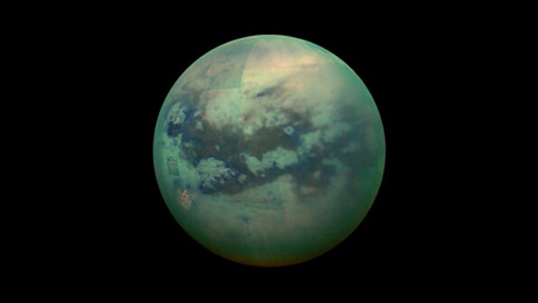 Saturn's largest moon Titan has intense methane rainstorms that create massive floods