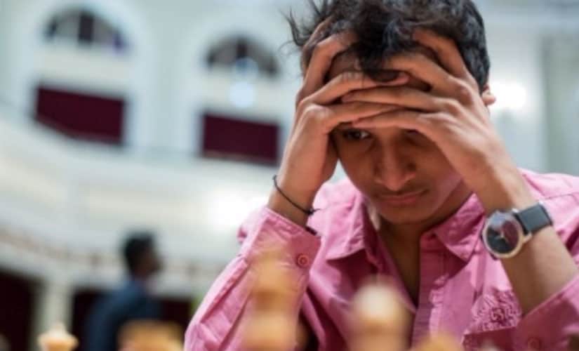 Vidit Gujrathi deep in thought during a match at the Isle of Man Open. Chess.com/Maria Emelianova