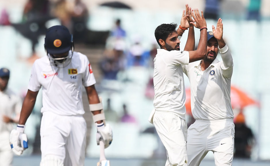 Playing his first Test, Sri Lanka's Sadeera Samarawickrama was looking good until he was dismissed by Bhuvneshwar Kumar for 23. AFP Playing his first Test, Sri Lanka's Sadeera Samarawickrama was looking good until he was dismissed by Bhuvneshwar Kumar for 23. AFP